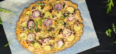 Blomkålpizza med steinsopp – vegetaroppskrift