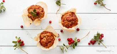 Høstmuffins med tyttebær – vegetaroppskrift